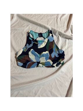 Women's Athleta Floral Print Bikini Top Size 32B/C Blue